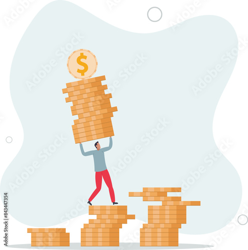 increase pension fund or revenue, financial success,flat vector illustration.