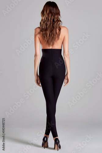 Female model wearing corset  bra and women underwear.
