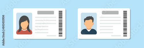 Driver license icon in flat style. Identification document vector illustration on isolated background. Profile card sign business concept.