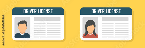 Driver license icon in flat style. Identification document vector illustration on isolated background. Profile card sign business concept.