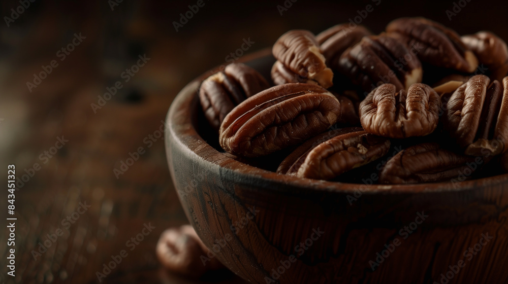 A bowl of nuts is on a wooden table. The nuts are in various shapes and sizes, and there are also some pine cones on the table. The scene gives off a cozy and rustic vibe, with the wooden table A bowl of nuts is on a wooden table. The nuts are in various shapes and sizes, and there are also some pine cones on the table. The scene gives off a cozy and rustic vibe, with the wooden table