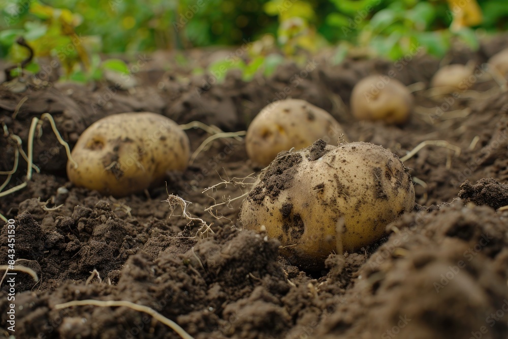 Potatoes growing in fertile soil Potatoes growing in fertile soil