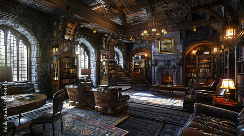 Hammond castle interior library design