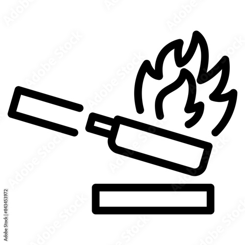 Flame icon symbol sign from modern recipe collection in line style for mobile concept and web apps design. Cooking and kitchen related vector line icon.