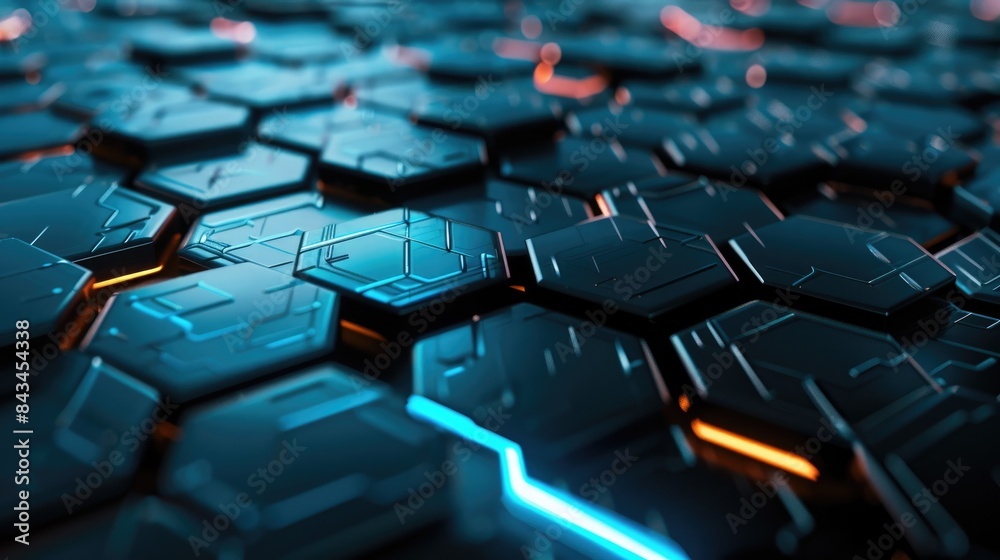 Futuristic 3D background with hexagonal and polygonal patterns, leaving room for text at the bottom. Futuristic 3D background with hexagonal and polygonal patterns, leaving room for text at the bottom.