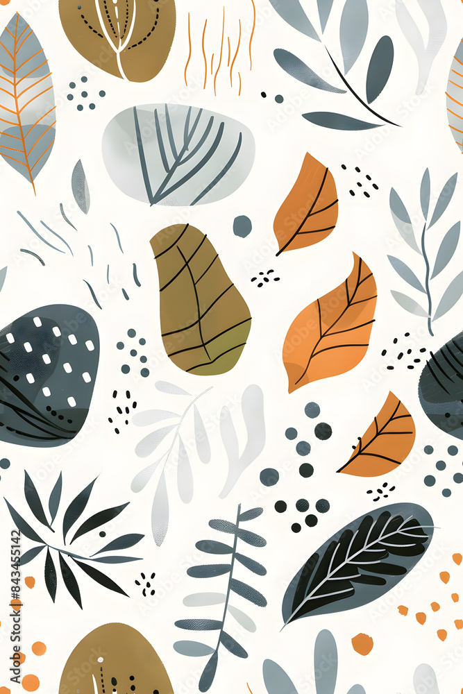 Seamless pattern of abstract Scandinavian art print with blend organic shapes and elements Seamless pattern of abstract Scandinavian art print with blend organic shapes and elements