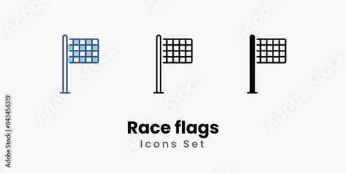 Race flags icons vector set stock illustration.