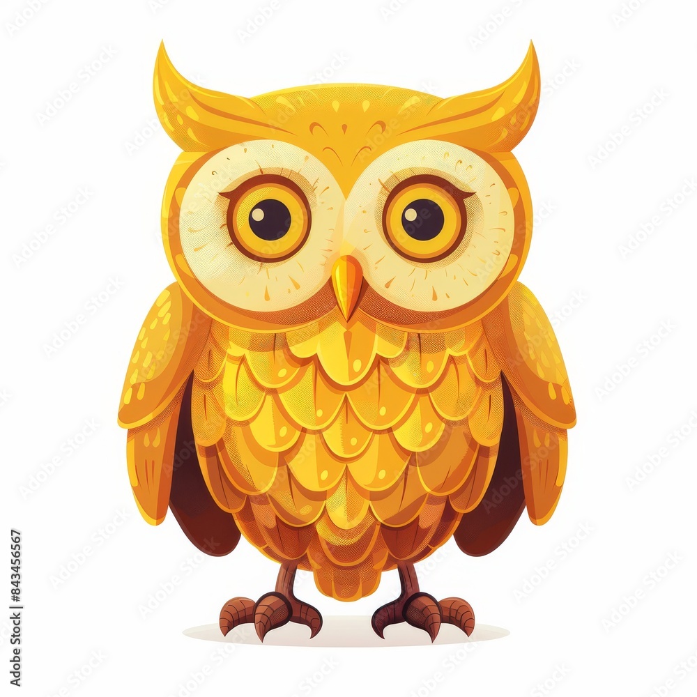 Golden Owl Illustration on White Background Golden Owl Illustration on White Background