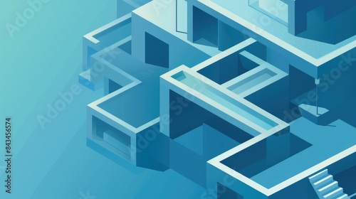 Wallpaper Mural Minimalist isometric background with clean lines and shapes, leaving room for text in the lower right corner Torontodigital.ca