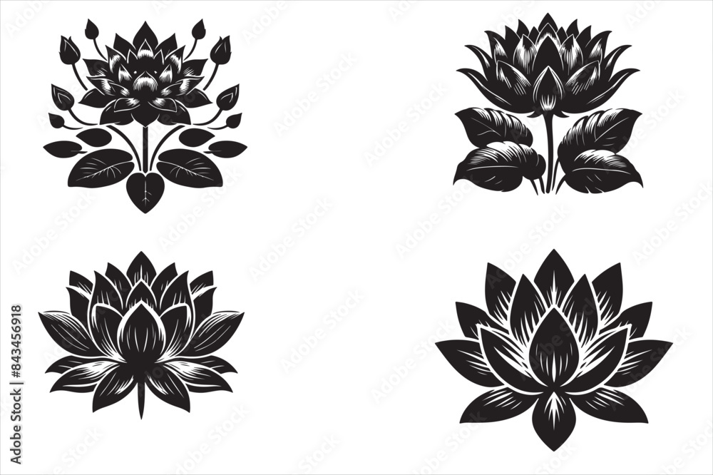 Obraz premium Lotus silhouette vector illustration