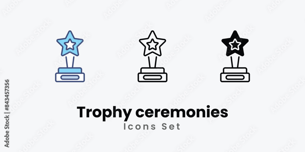 Trophy ceremonies icons vector set stock illustration. Trophy ceremonies icons vector set stock illustration.