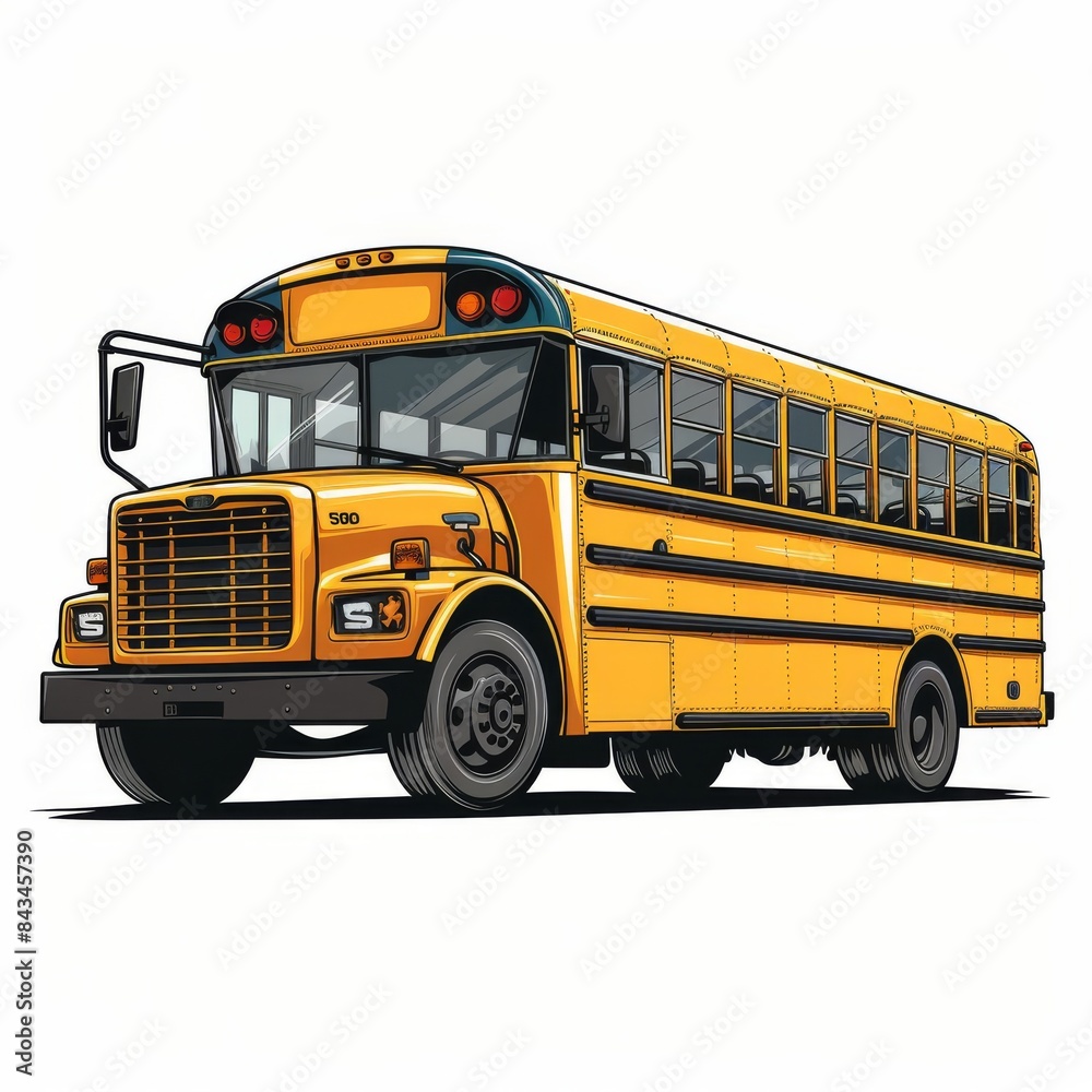 Yellow School Bus Illustration With Large Front Wheels Yellow School Bus Illustration With Large Front Wheels