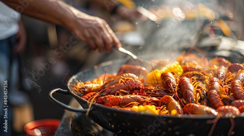 Close up of a crawfish boil