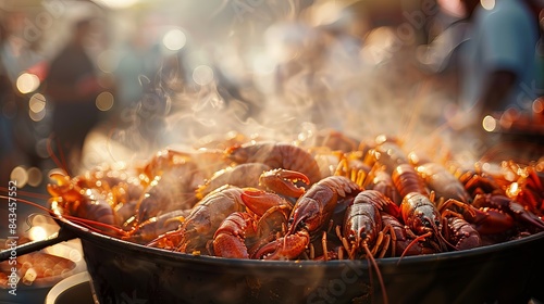 Close up of a crawfish boil
