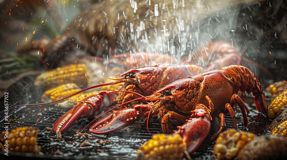 Close up of a crawfish boil Close up of a crawfish boil