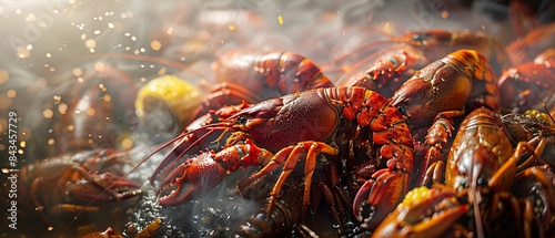 Close up of a crawfish boil