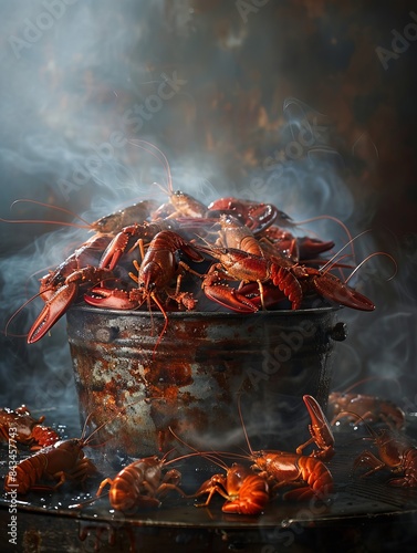 Close up of a crawfish boil