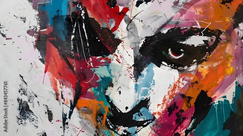Vibrant Abstract Art Depicting Powerful Human Emotions Through Bold Colors and Expressive photo
