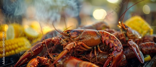 Close up of a crawfish boil