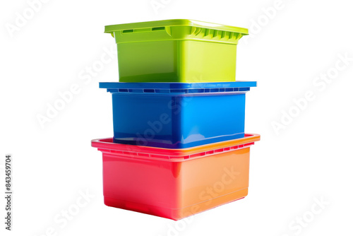 Vibrant Storage Solutions with Colorful Bins Isolated On Transparent Background photo