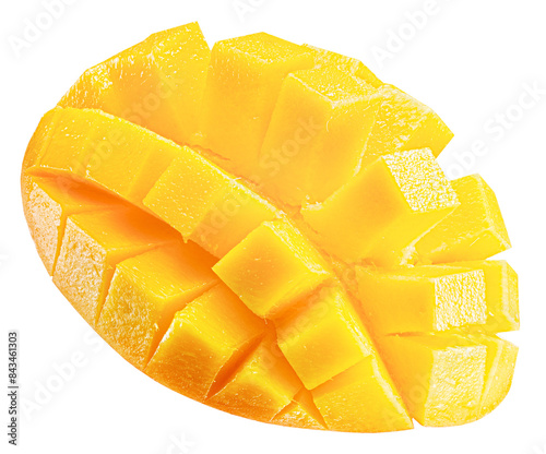 mango cube slices isolated on a white background. Clipping path.