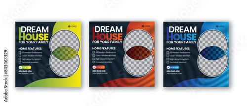 Real estate house sale property business promotional social media post, instagram post, facebook post, square web banner design template