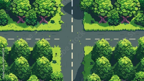 Aerial View of a Forest Road Intersection