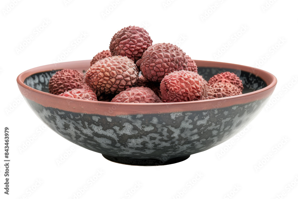Ceramic Sophistication: Dried Lychee Arranged in a Modern Ceramic Server Isolated On Transparent Background Ceramic Sophistication: Dried Lychee Arranged in a Modern Ceramic Server Isolated On Transparent Background