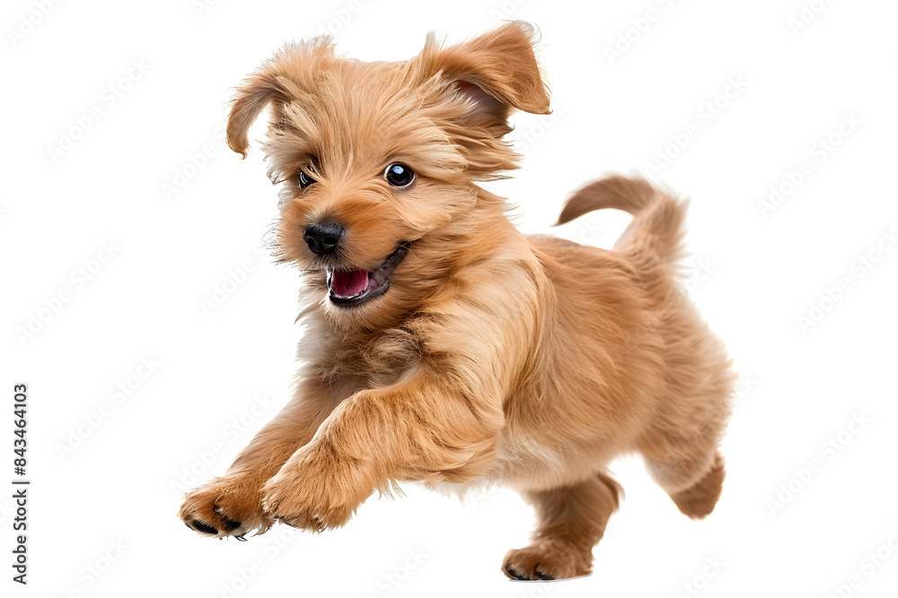 Playful puppy dog running, playing isolated on white background Playful puppy dog running, playing isolated on white background