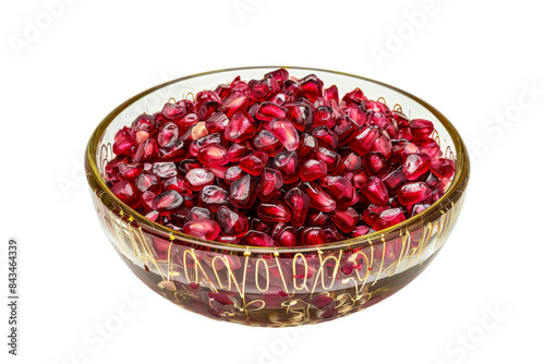 Golden Opulence: Dried Pomegranate Arils Arranged in a Gold-Rimmed Dish Isolated On Transparent Background