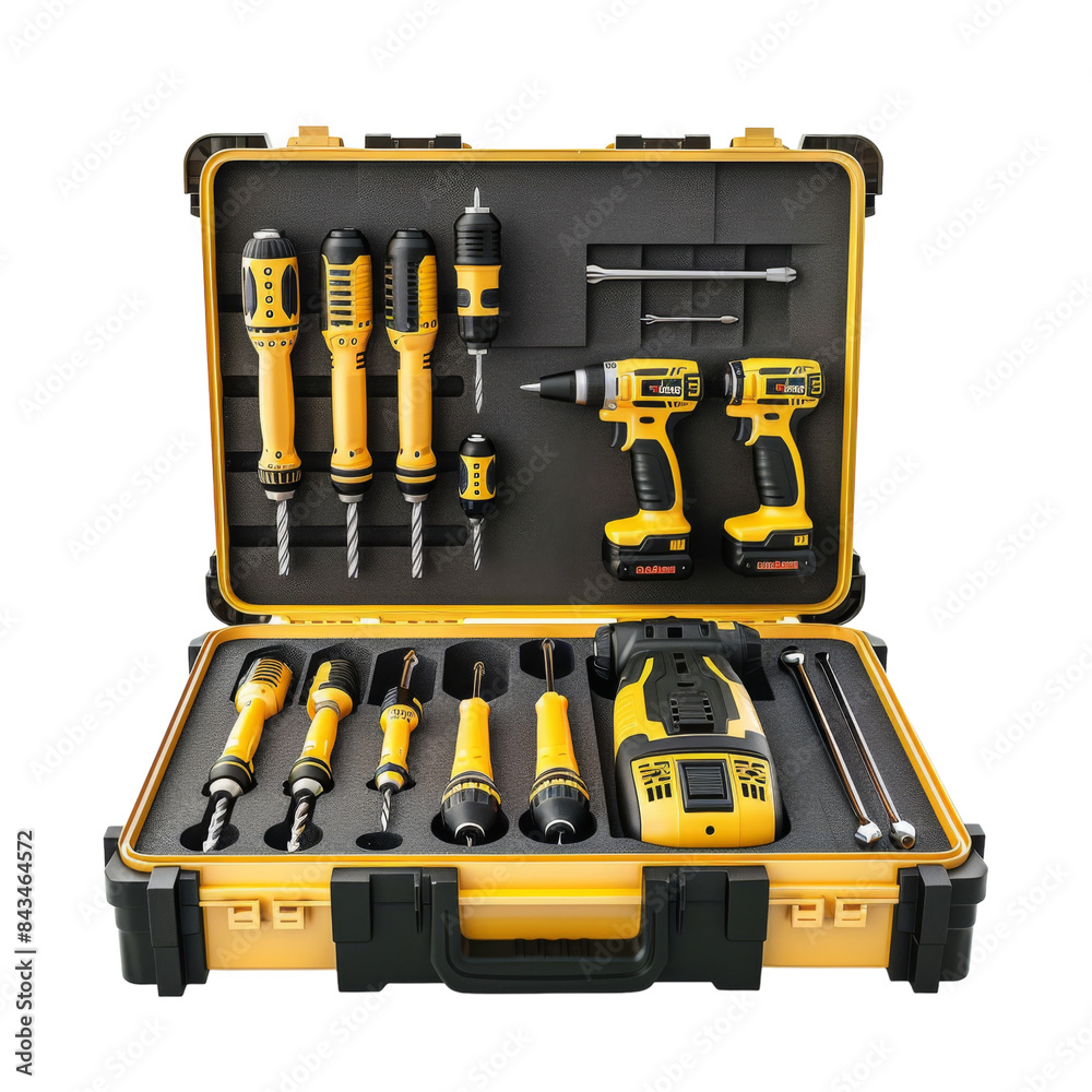 Dual Power Duo: Genuine Drill and Driver Combo Kits Displayed Isolated On Transparent Background Dual Power Duo: Genuine Drill and Driver Combo Kits Displayed Isolated On Transparent Background