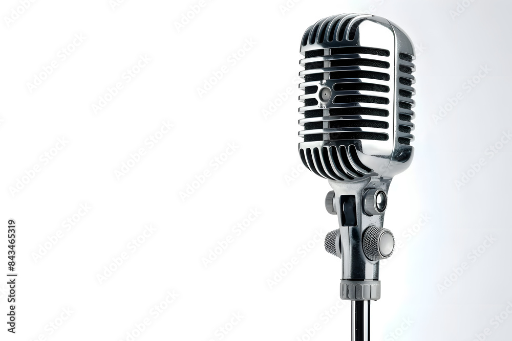 Fototapeta premium Retro style microphone isolated on white background