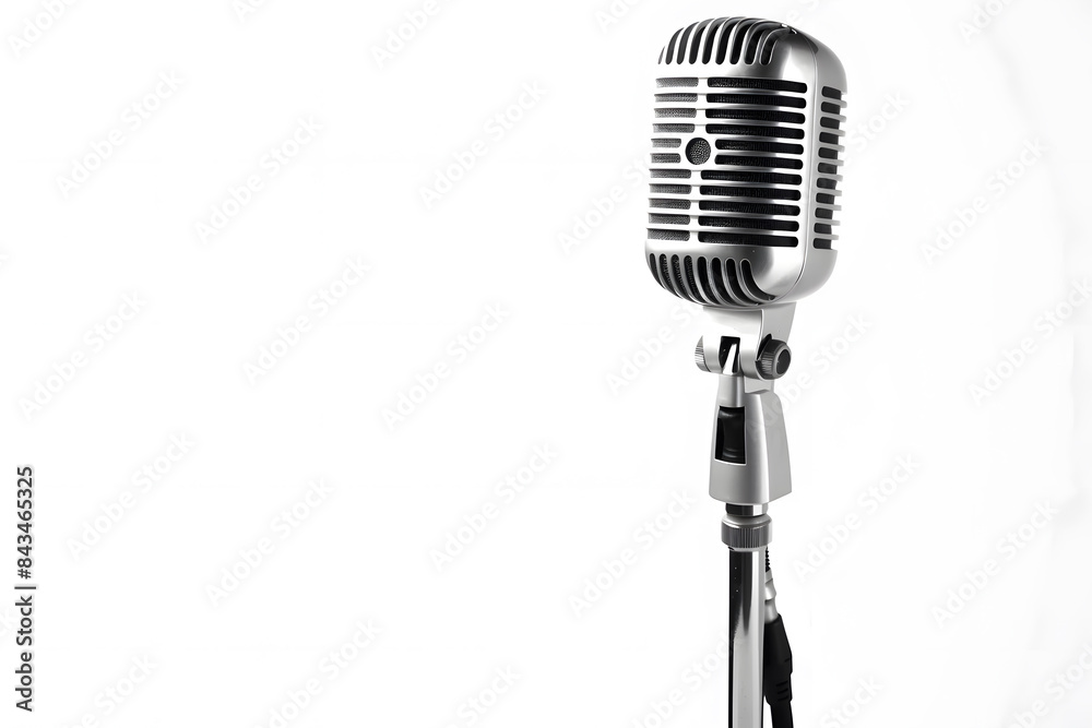 Fototapeta premium Retro style microphone isolated on white background