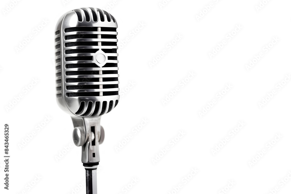 Fototapeta premium Retro style microphone isolated on white background