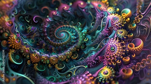 Wallpaper Mural Mesmerizing 3D Fractal Artwork with Swirling Kaleidoscopic Patterns and Vibrant Colors Torontodigital.ca