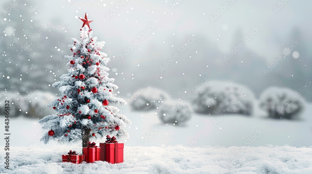 Elegant Christmas Tree with Red and Silver Gifts Elegant Christmas Tree with Red and Silver Gifts