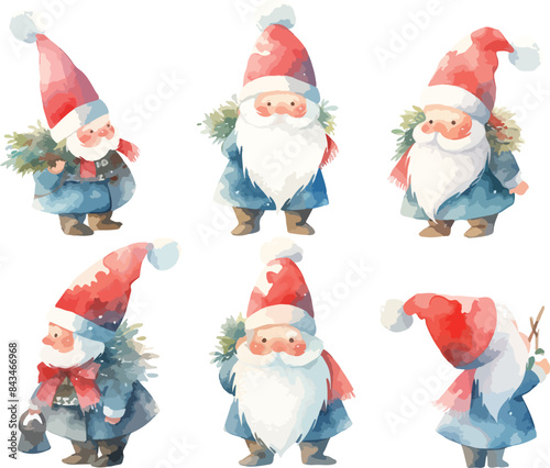 christmas gnome watercolor clipart
