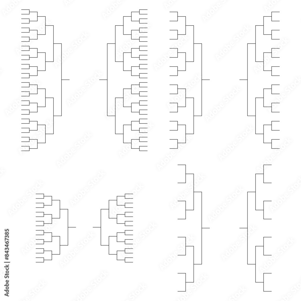 Set of Bracket sport tournament, blank elimination event sign, playoff match vector illustration Set of Bracket sport tournament, blank elimination event sign, playoff match vector illustration