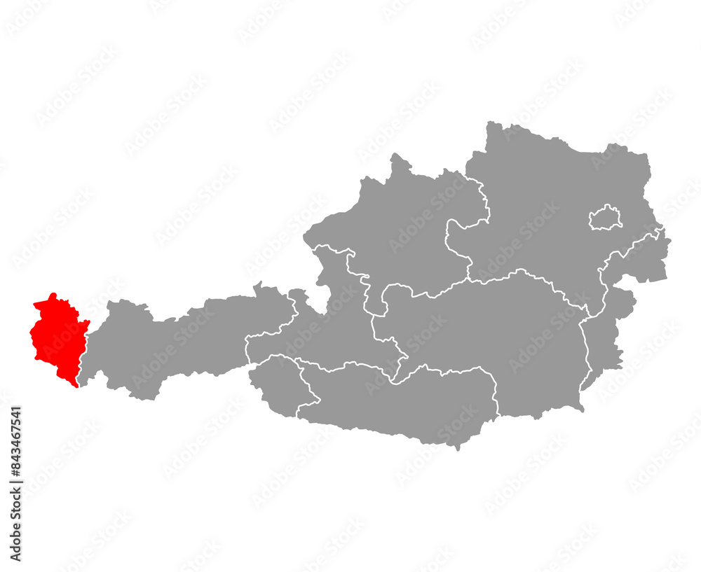 Naklejka premium Austria of Vorarlberg map symbol shape, travel web flat concept icon symbol vector illustration