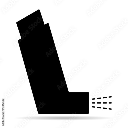 Asthma inhaler design shadow icon, medicine health care sign, graphic vector illustration