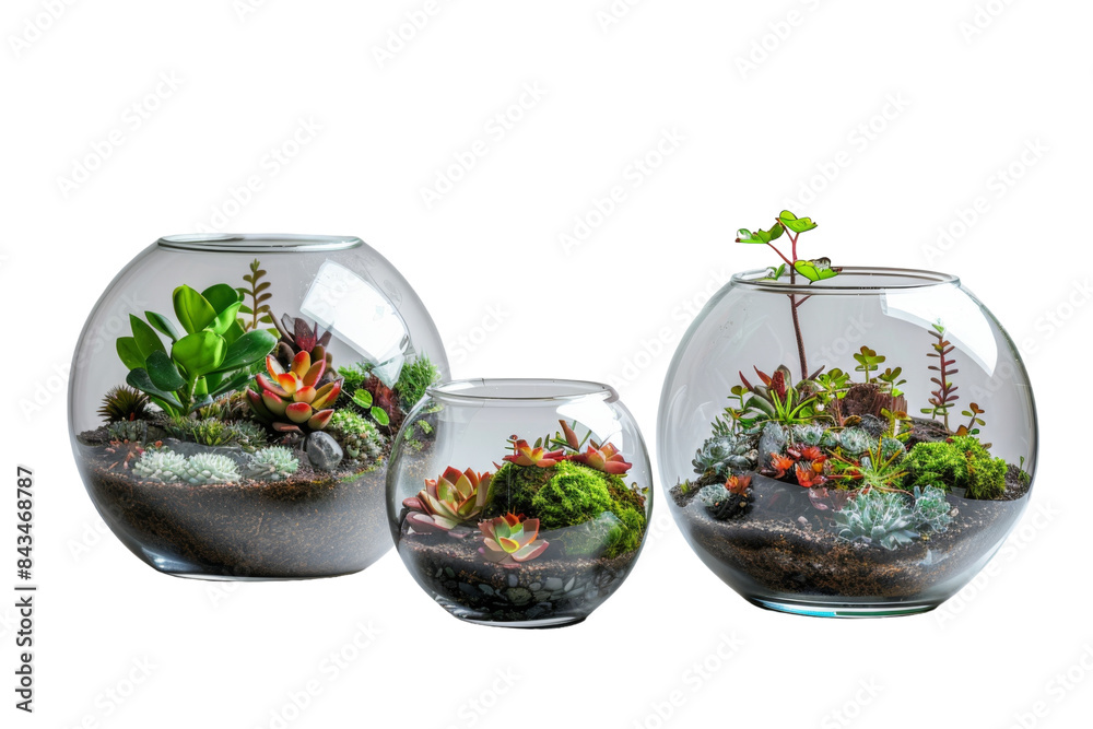 Glass Terrariums Isolated On Transparent Background