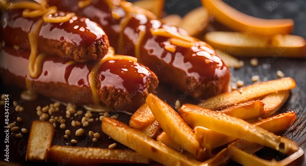 German sausage with French fries.