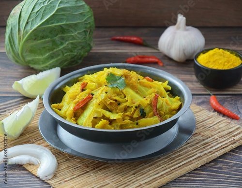 Patta Gobi Sabji OR Cabbage sabzi photo