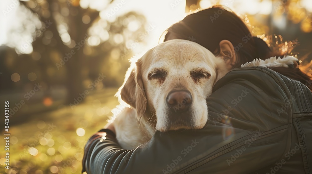 Sunny Park Embrace - Joyful Human-Pet Connection Captured Sunny Park Embrace - Joyful Human-Pet Connection Captured