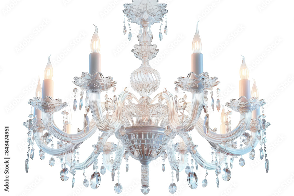 Crystal Elegance: Real Images of Modern Crystal Chandeliers Isolated On Transparent Background