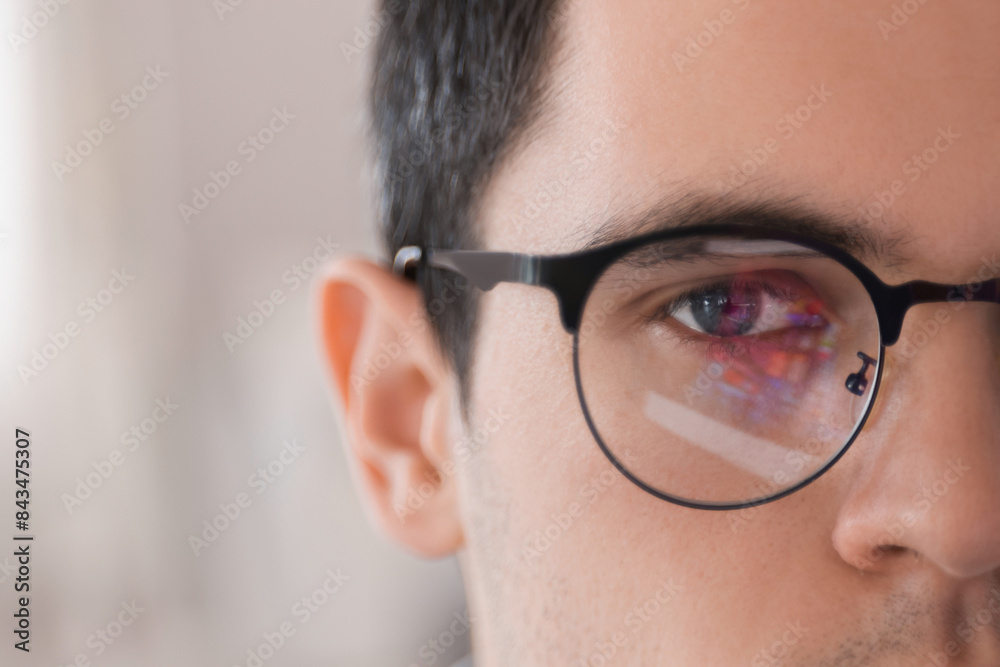 Man wearing glasses on blurred background, closeup Man wearing glasses on blurred background, closeup