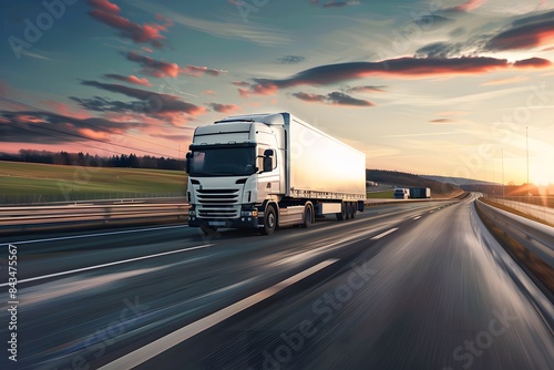 Cargo lorry speeding on the highway