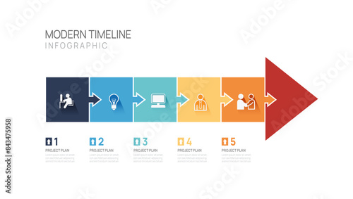 Business Infographic jigsaw arrow timeline vector graphic icon business financial chart gradient growth bar graph.