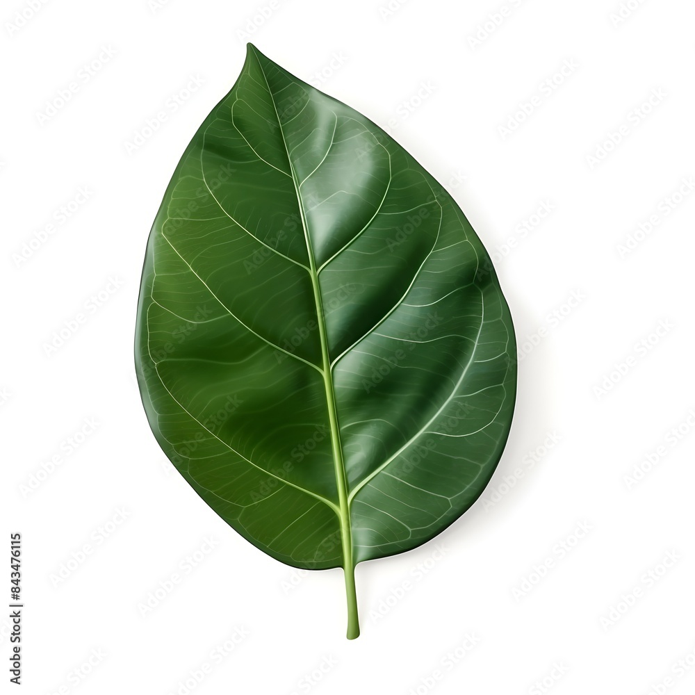 Obraz premium Detailed Close-up Photo of Rubber Tree Leaf on White Background