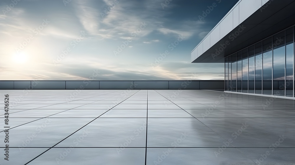 Minimalist Modern Architectural Glass and Steel Building Exterior Landscape